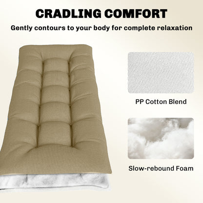 Sun Lounger Cushion, Memory Foam Patio Chair Cushion with Ties, Outdoor Seat Pad Fits 190 x 60 cm Lounger, Sand