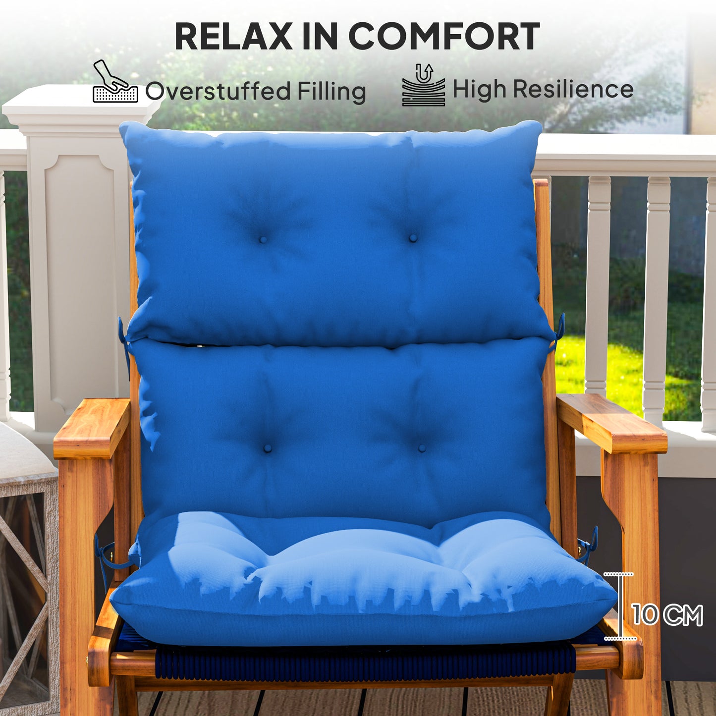 115 x 56cm Rocking Chair Padded Seat Cushion - Blue