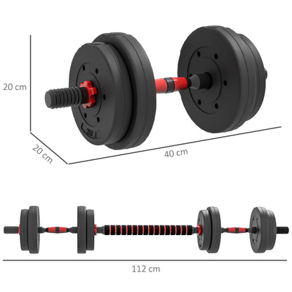 15kg 2 in 1 Adjustable Dumbbells Weight Set, Dumbbell Hand Weight Barbell for Weight Training, Black