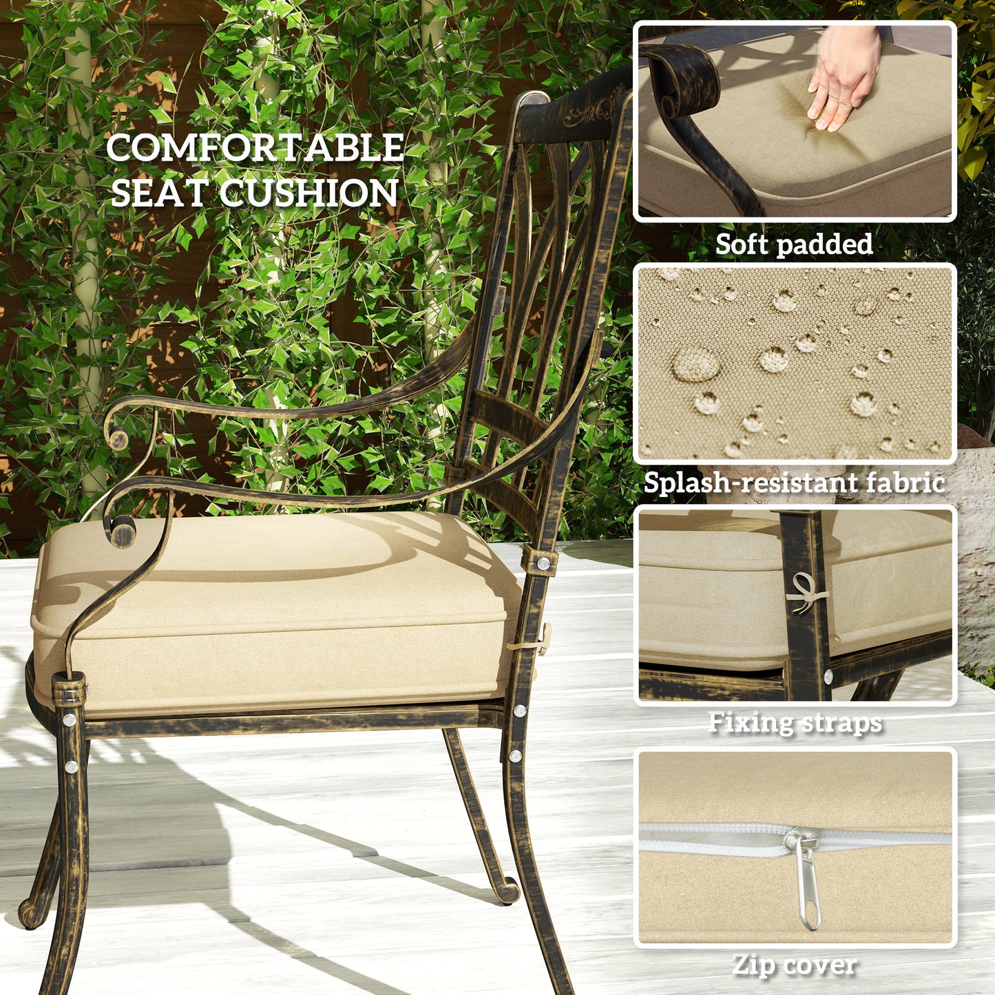 Seven-Piece Cast Aluminium Garden Dining Set - Bronze Tone
