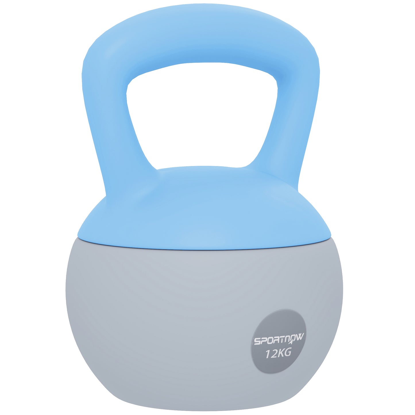 12KG Soft Kettlebell, Kettlebell with Non-Slip Handle for Home Gym, Weight Lifting, Strength Training, Light Blue/Grey