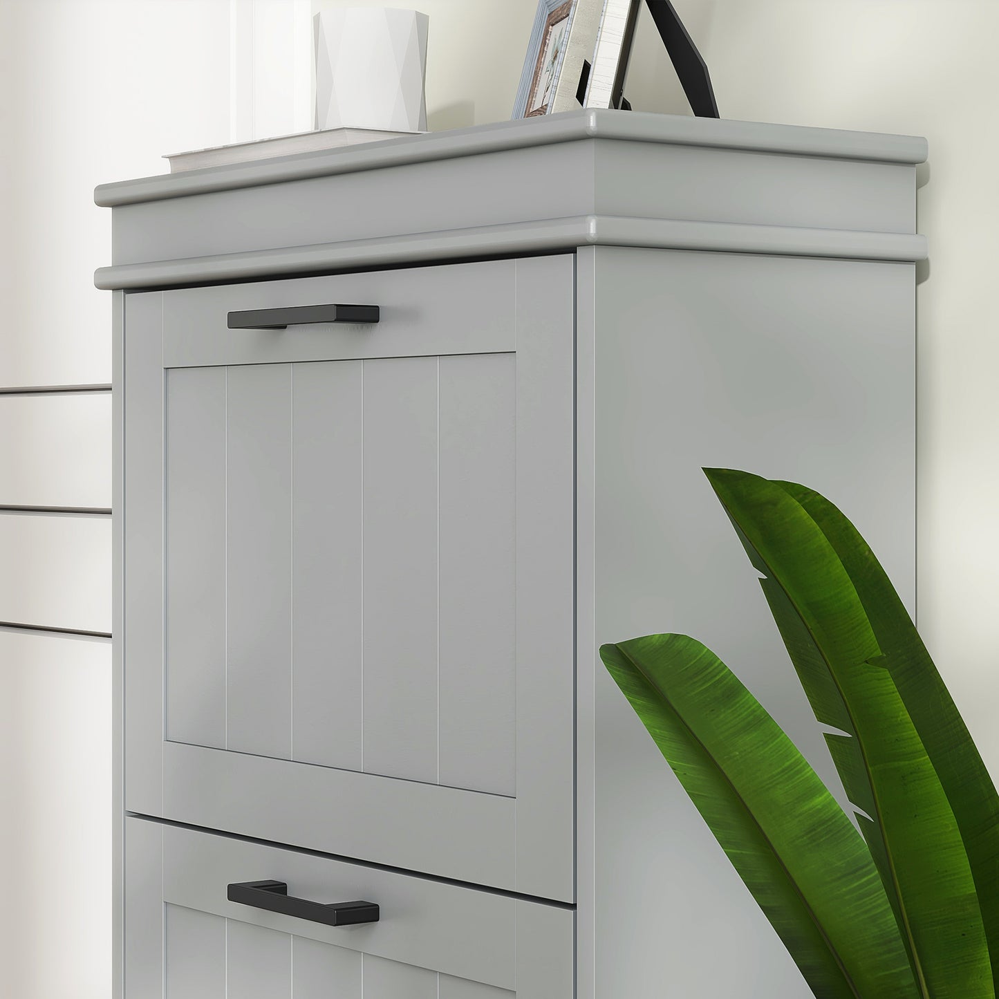 Three-Drawer Minimalistic Shoe Cabinet - Grey