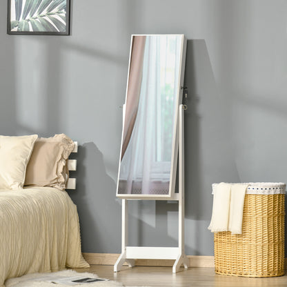Full Length Mirror with Storage, Jewellery Cabinet with Mirror, Adjustable Angle and Stand