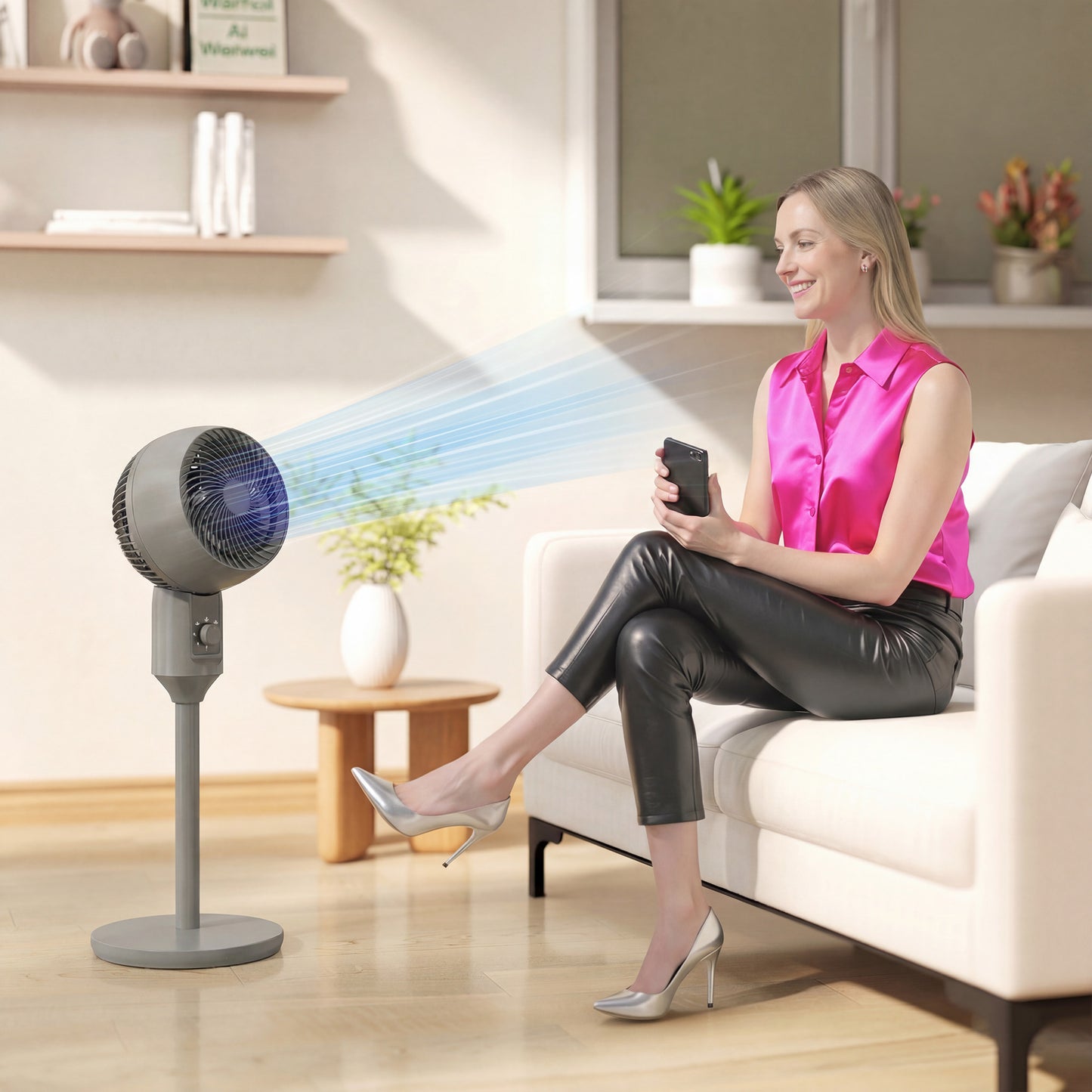 Air Circulator Fan Pedestal Cooling Fan with 3 Speed and Carry Handle, 9 Inch, Grey