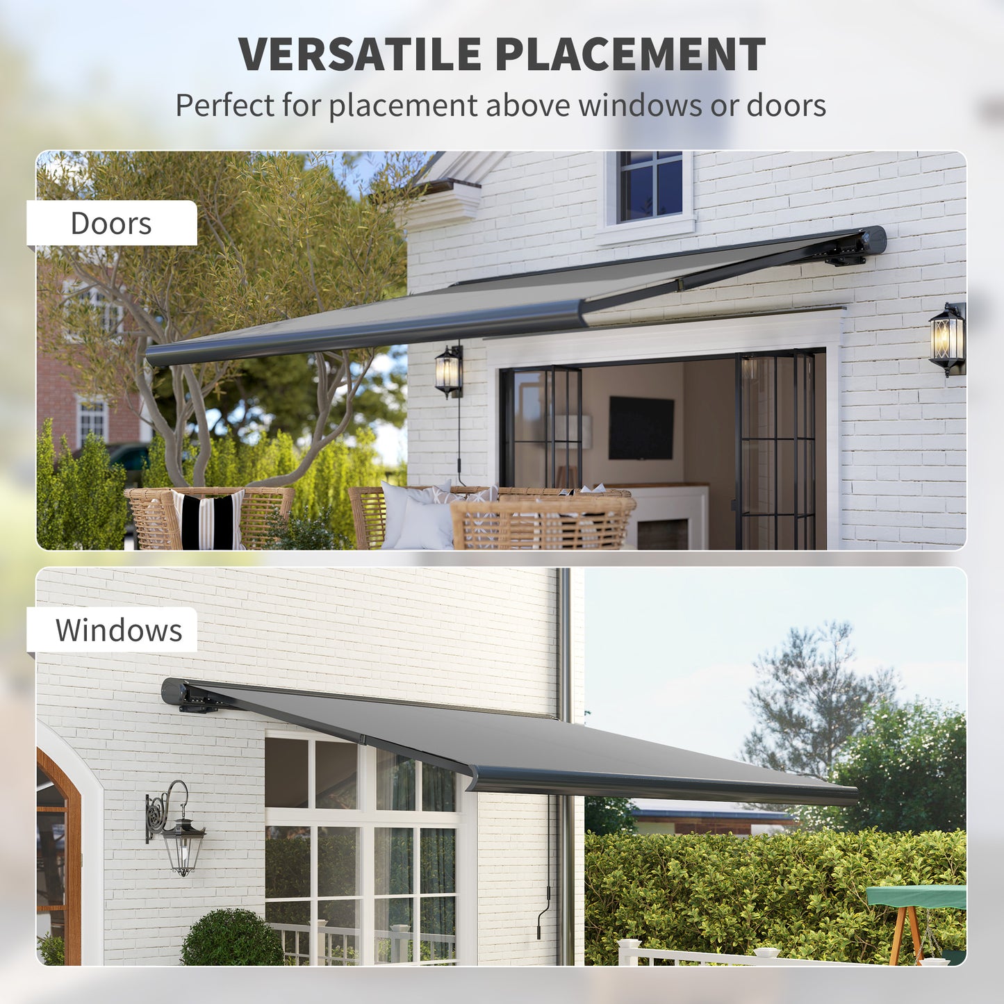 3.5 x 3 m Electric Awning with Remote Controller, Aluminium Frame DIY Retractable Awning