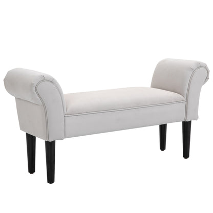 End of Bed Bench, Upholstered Window Seat with Arms and Wooden Legs, Modern Shoe Bench for Entryway, Living Room, Bedroom
