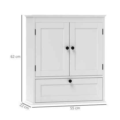 Bathroom Wall Cabinet with Adjustable Shelf and Recessed Doors, White