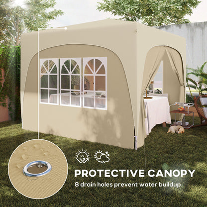 3 x 3m Pop-Up Gazebo Shelter, with Accessories - Sand