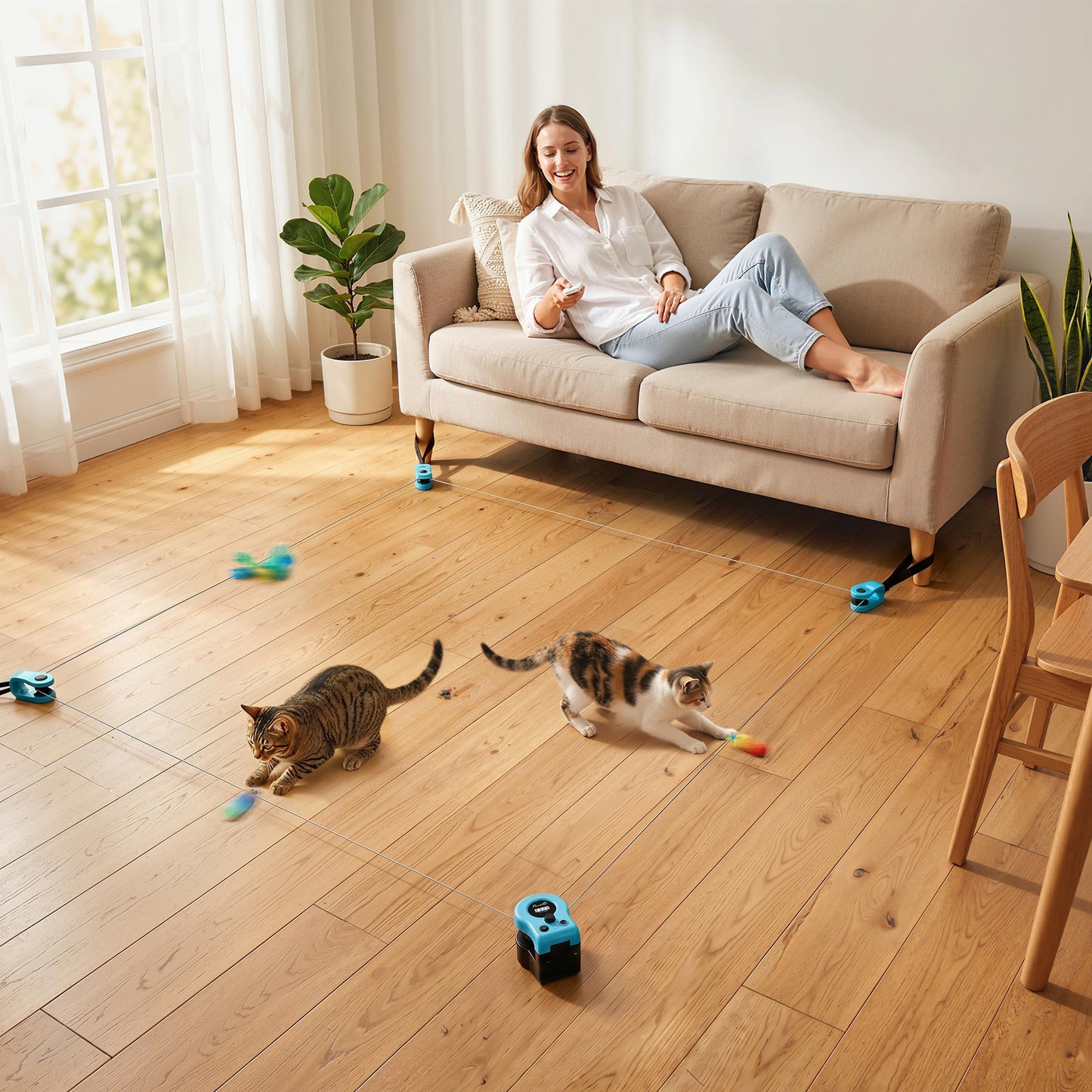 Interactive Cat Toy for Indoor Kittens & Adult with Adjustable Speed, DIY Track & Mouse Sound