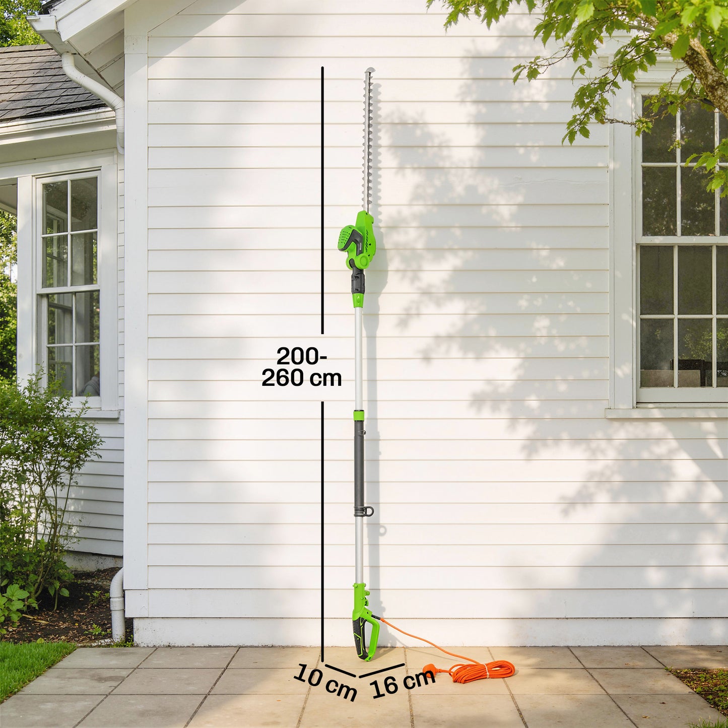 2.6m Corded Extendable Hedge Trimmer with 90° Adjustable Head, 450W Telescopic Electric Hedge Cutter Long Reach