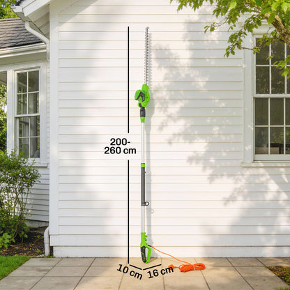 2.6m Corded Extendable Hedge Trimmer with 90° Adjustable Head, 450W Telescopic Electric Hedge Cutter Long Reach