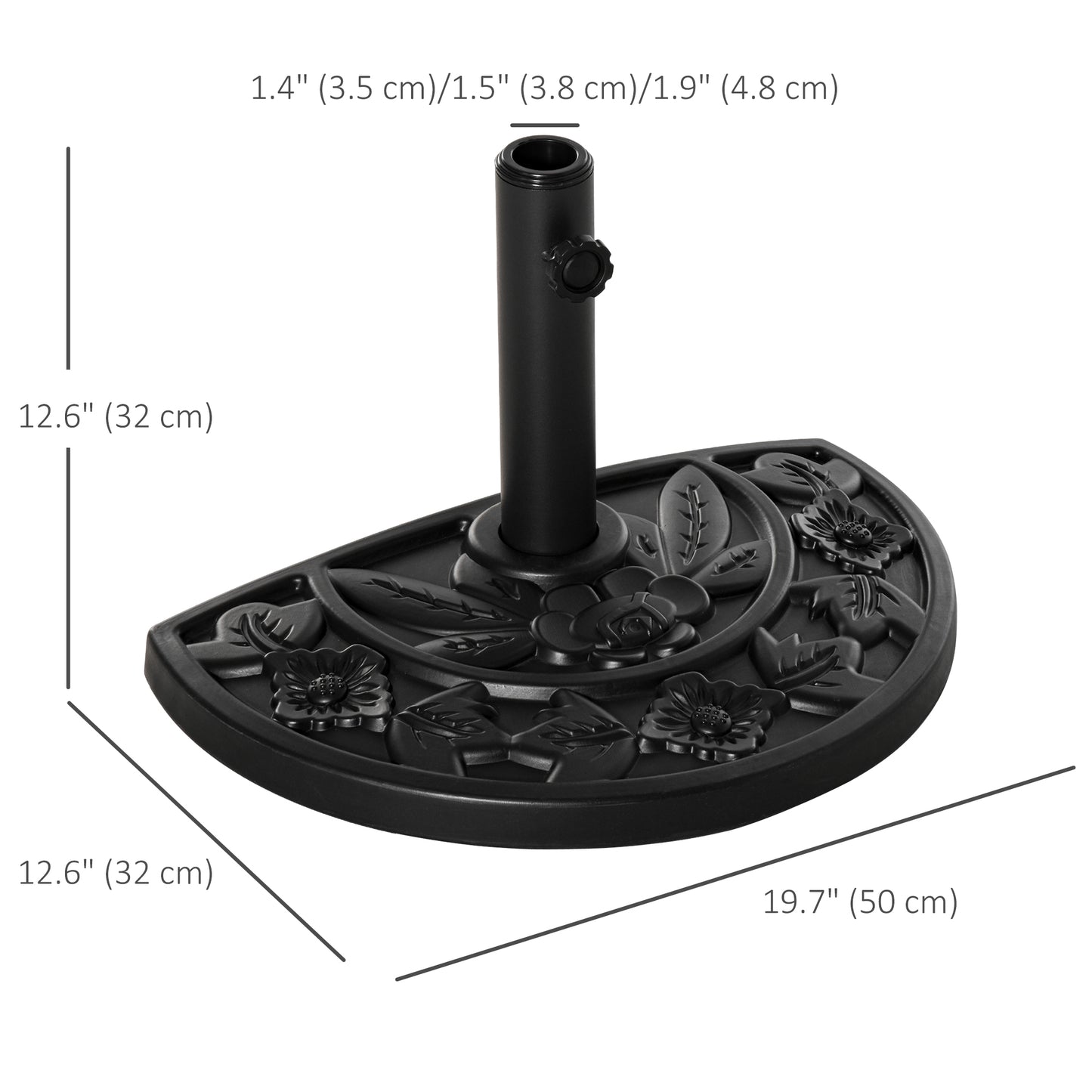 9kg Cement Concrete Half Round Parasol Base Umbrella Stand Garden Outdoor Accessories