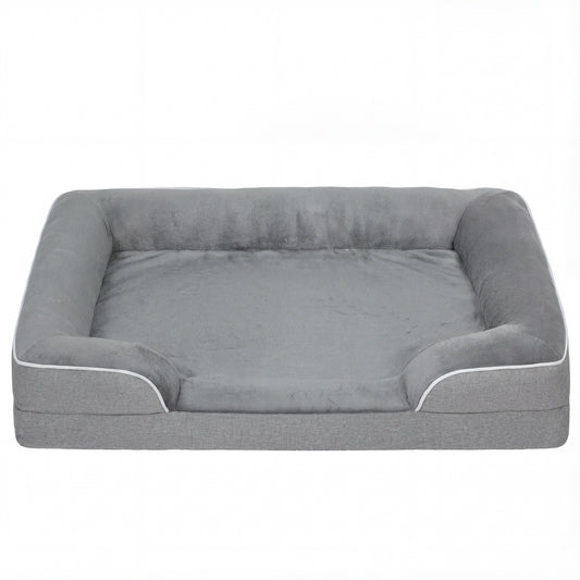 Dog Sofa Bed, Washable Pet Bed with Removable Cover and Non-Slip Bottom for Cats, Small and Medium Dogs, Grey