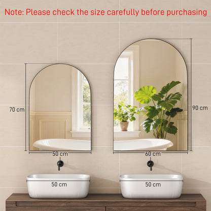 60 x 90cm Arched Home Mirror - Black