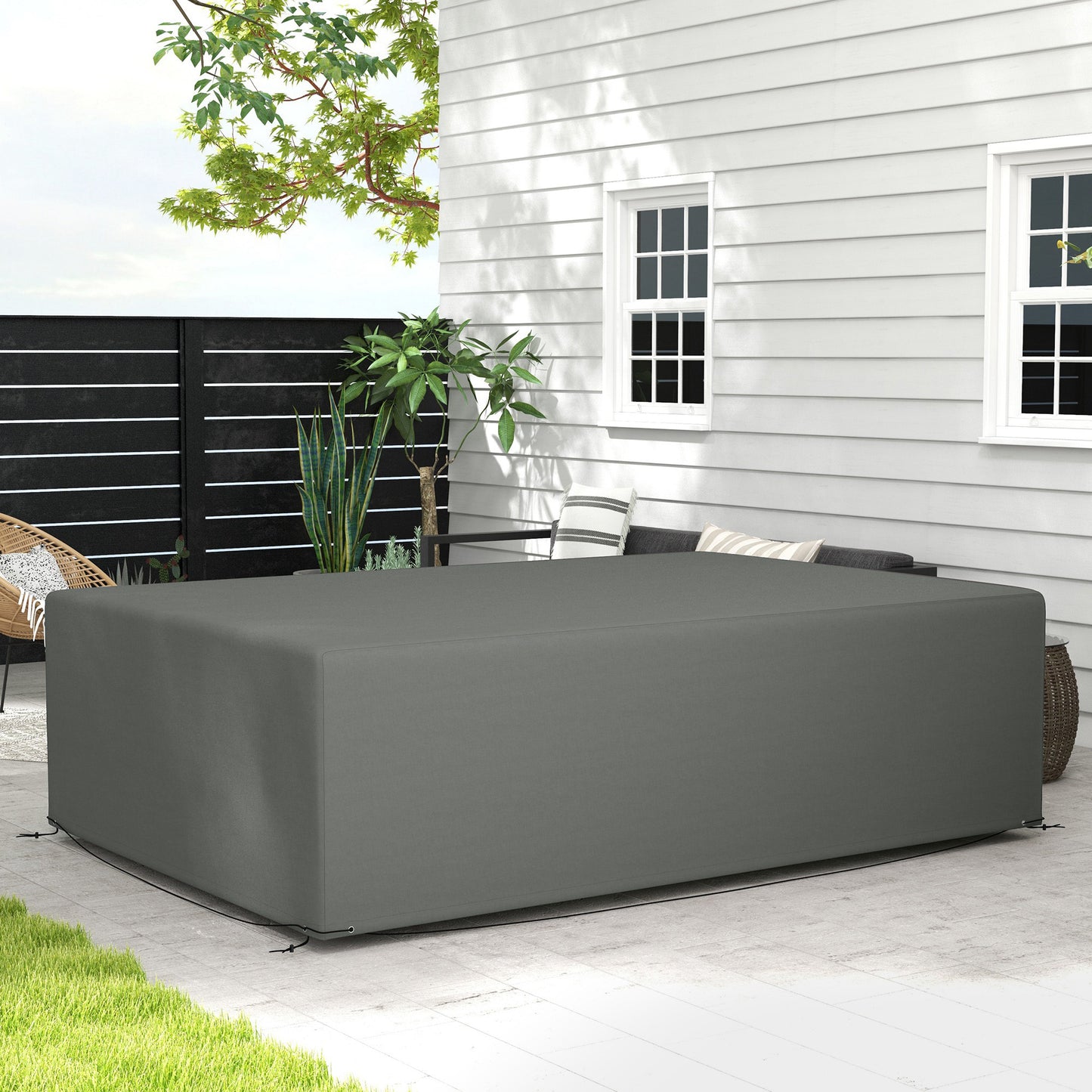Outdoor Garden Furniture Cover Waterproof, Anti-UV 600D Heavy Duty Oxford Fabric Patio Furniture Cover for Rectangular Sofa T