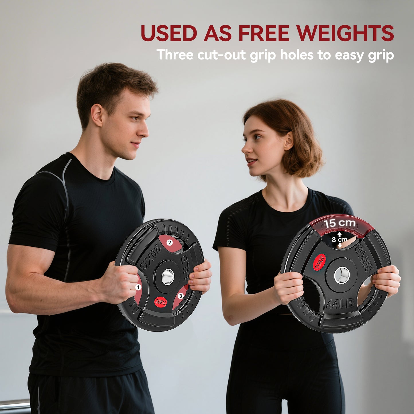 Olympic Weight Plate, 2"/5cm Weight Disc with Tri-Grips