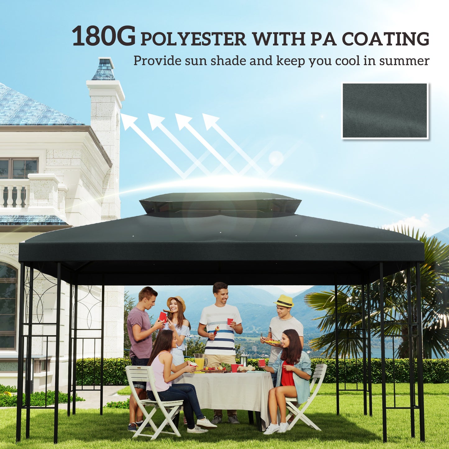 Gazebo Roof Replacement, for 3 x 4m Frames - Grey