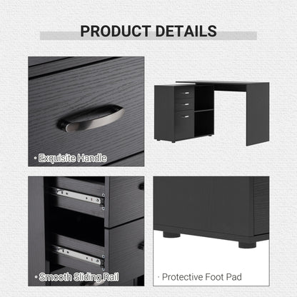 L Shaped Computer Desk, Reversible Home Office Desk with Drawers, File Cabinet and Storage Shelves, Study Table
