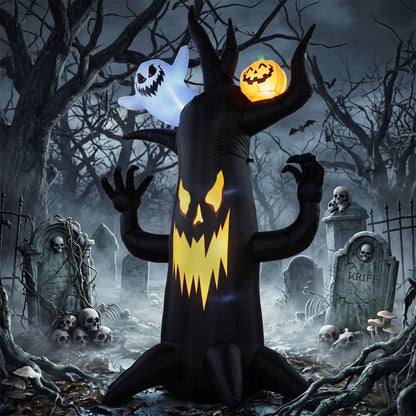 8 FT Halloween Inflatable Spooky Tree, Blow Up Decoration with Ghost and Pumpkin for Garden Indoor Outdoor Decor