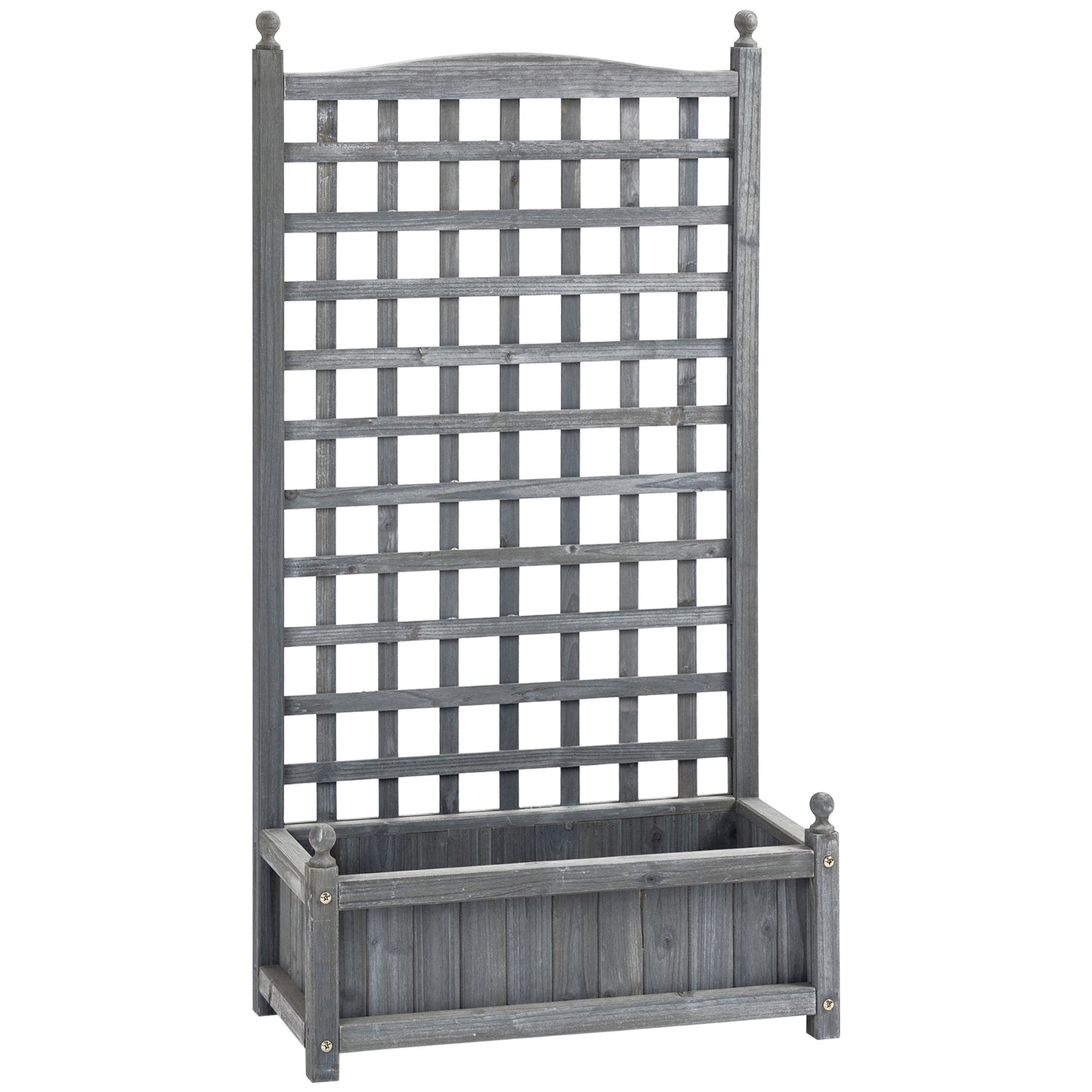 Garden Planters with Trellis for Climbing Vines, Wood Raised Beds for Garden, Flower Pot, Indoor Outdoor, Grey