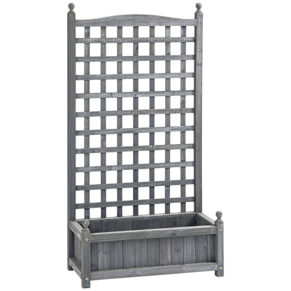 Garden Planters with Trellis for Climbing Vines, Wood Raised Beds for Garden, Flower Pot, Indoor Outdoor, Grey