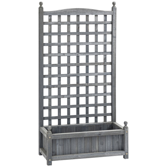Garden Planters with Trellis for Climbing Vines, Wood Raised Beds for Garden, Flower Pot, Indoor Outdoor, Grey