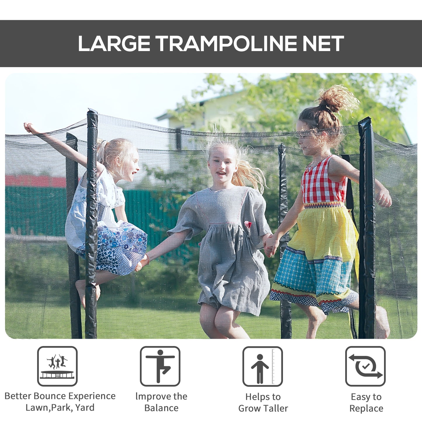 8ft Trampoline Replacement Net, Black
