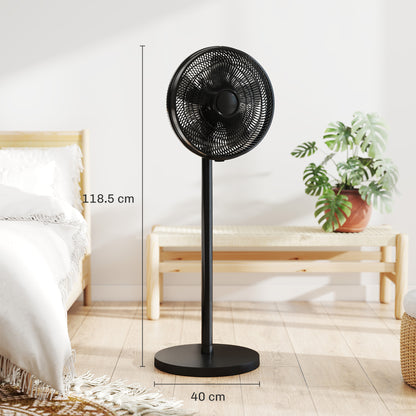 40 cm Standing Fan, Cooling Floor Fan with 80° Oscillating, Adjustable Tilt and Height, 4 Speed, Remote Control, Black