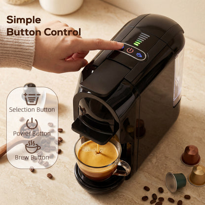 Pod Coffee Machine for Nespresso, Dolce Gusto Capsule & Ground Coffee, Small Semi Automatic Coffee Maker, 19 Bar, 0.6L