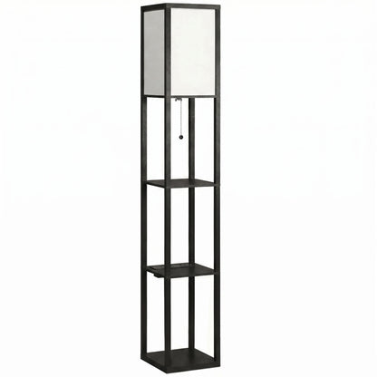 Floor Lamp with Shelves, 3 Layer Column Modern Standing Lamp for Living Room, Bedroom, Office, Black