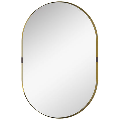 Wall Mirror, Bathroom Mirror with Elevated Aluminium Alloy Frame, 60 x 90 cm, Gold Tone