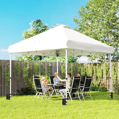3 x 3 m Pop Up Gazebo with Wheels, UPF50+ One-Touch Outdoor Garden Party Tent Marquee Wedding Awning Canopy, White