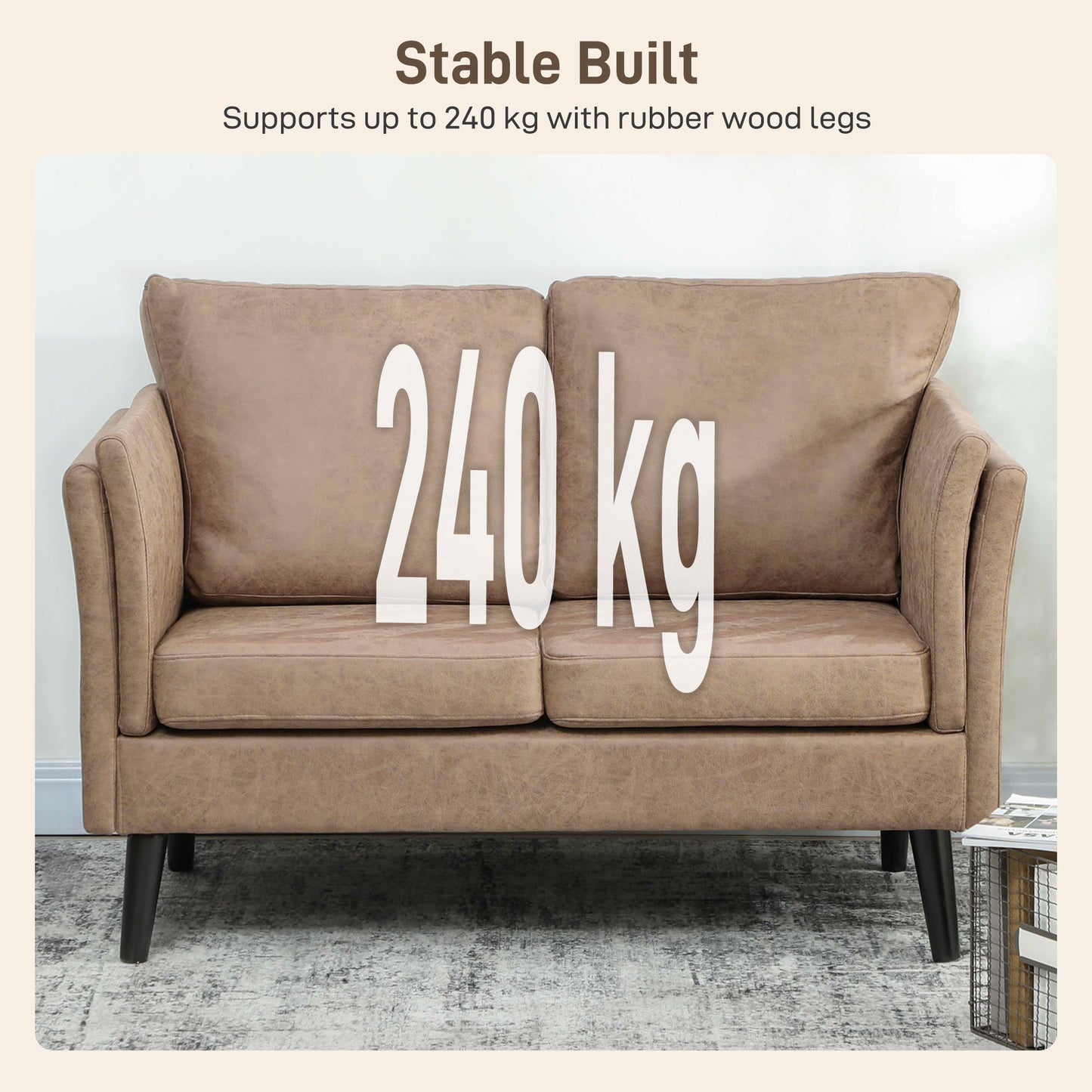 Two-Seater Leathaire Sofa - Light Brown