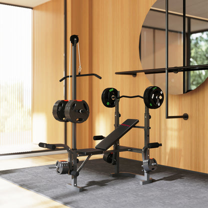 Multi-Exercise Adjustable Weight Bench with Bench Press Rack