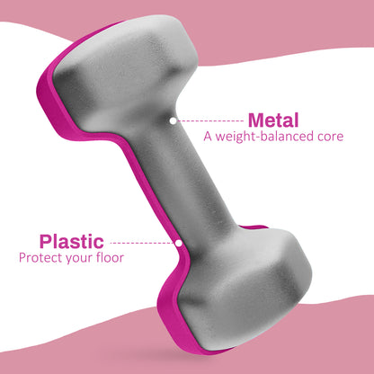 2 x 3kg Hexagonal Dumbbells Weights Set with Non-Slip Grip for Home Gym Workout, Pink