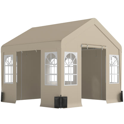 3 x 3 m Party Tent, Outdoor Canopy Tent Shelter with Removable Sidewalls, 4 Zipped Doors, for Parties, Wedding, Beige