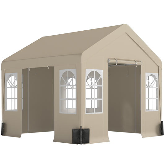 3 x 3 m Party Tent, Outdoor Canopy Tent Shelter with Removable Sidewalls, 4 Zipped Doors, for Parties, Wedding, Beige