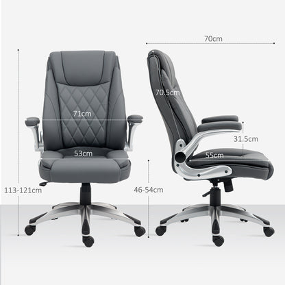 Faux Leather Executive Swivel Office Chair - Dark Grey