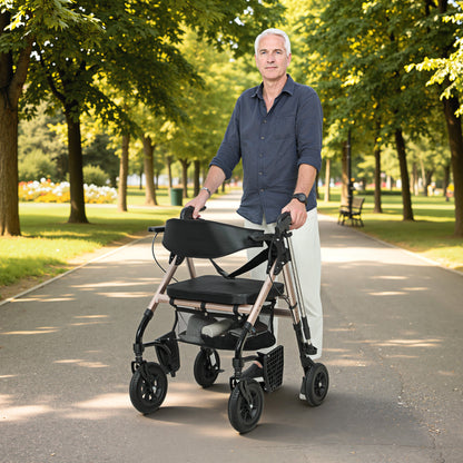 Rollator Walker Wheelchair, with Seat - Black