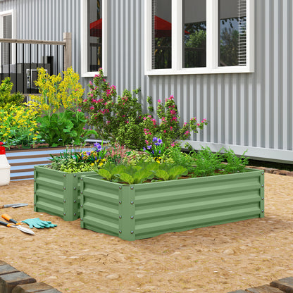 Set of Two 110 x 50cm Steel Planter Boxes - Light Green