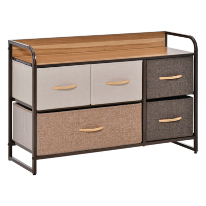 5-Drawer Dresser, Linen Fabric Chest of Drawers, Dresser Tower Unit for Bedroom Hallway Entryway