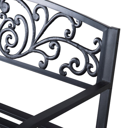 2-Seater Garden Bench, Steel-Black
