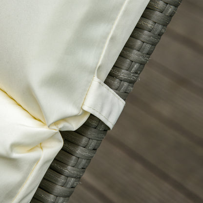 Set of 2 Sun Lounger Cushions, Replacement Cushions for Rattan Furniture with Ties, 196 x 55 cm, Cushion ONLY, Cream White