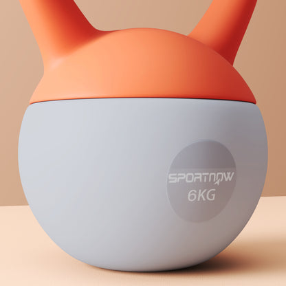 6KG Soft Kettlebell with Non-Slip Handle, for Home Gym, Weight Lifting, Strength Training, Orange/Grey