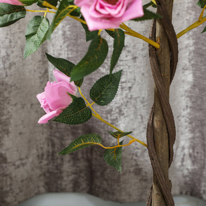 Set of 2 Artificial Plants White Rose Floral in Pot, Fake Plants for Home Indoor Decor, 90cm, Purple