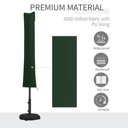 Parasol Cover, Cantilever Umbrella Cover for 2-3.5 m Parasols, Banana Umbrella Protector with Zipper, Green