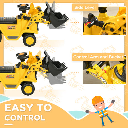 Ride On Tractor, 3 in 1 Ride On Excavator Toy, Toddler Digger Bulldozer with Storage, Pretend Play Construction Truck