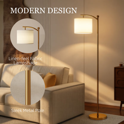 LED Floor Lamp with Remote Control - Gold Tone