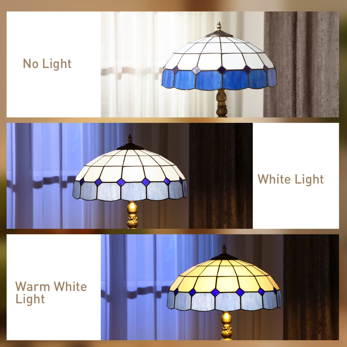 Tiffany-Style Floor Lamp with Handcrafted Stained Glass Shade