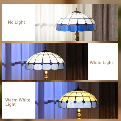 Tiffany-Style Floor Lamp with Handcrafted Stained Glass Shade